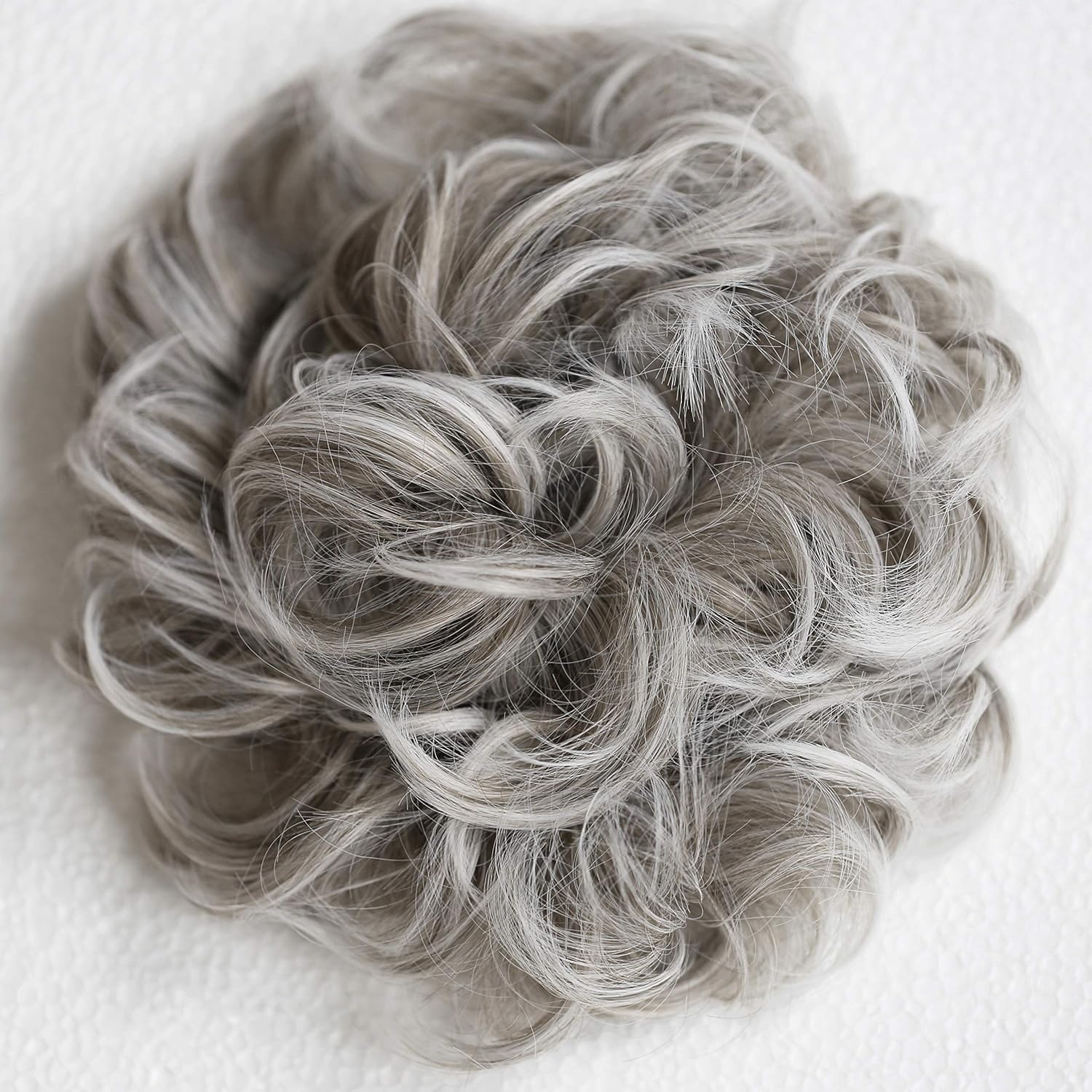 CAISHA XXL Hairpiece Scrunchy Updo Bridal Hairstyle Voluminous Curly Messy Bun Gray Mix HW31, 31.5 Inch (Pack of 1)