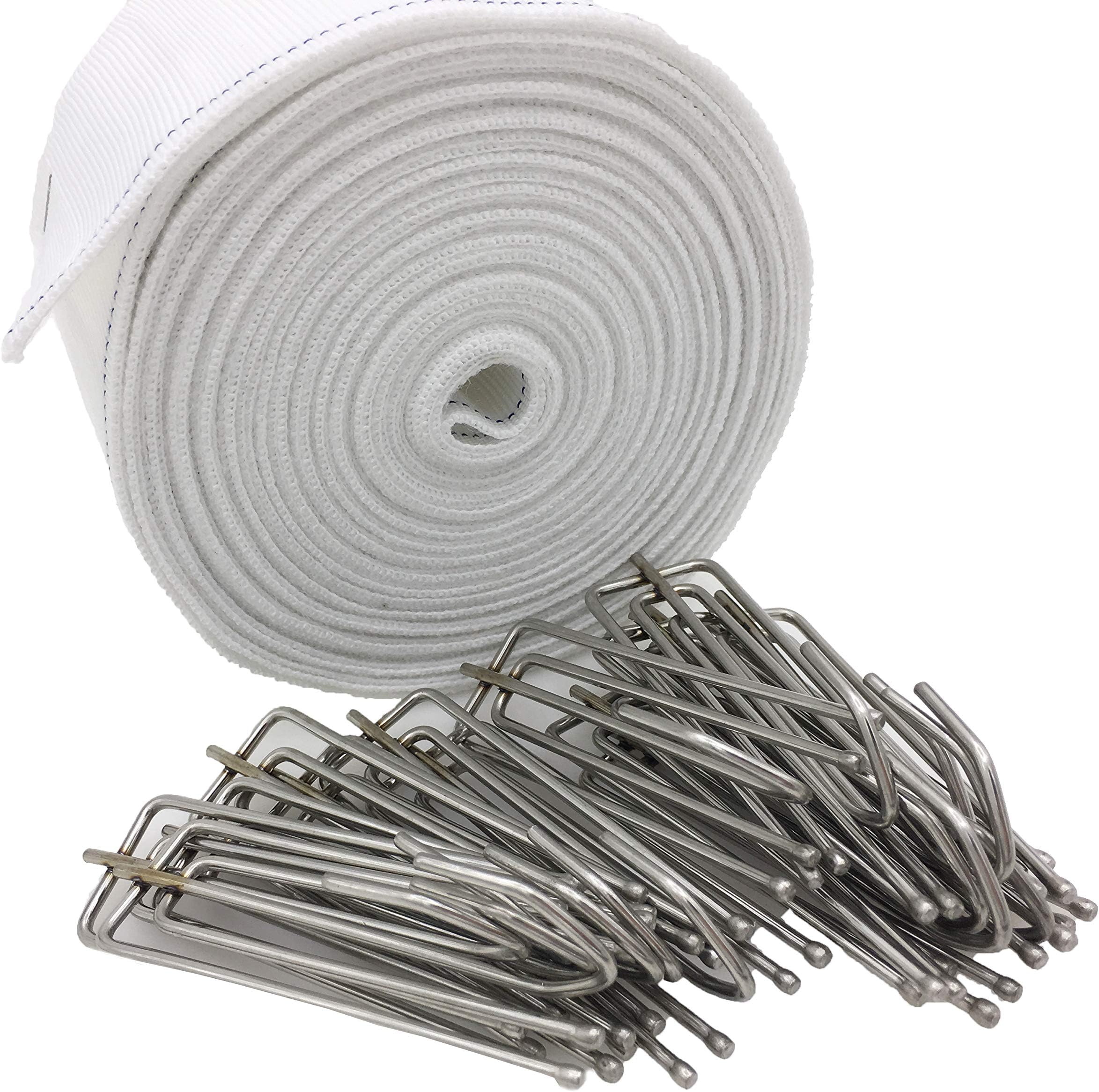 YOIDHOME 10 Meters Curtain Tapes with 15pcs Stainless Steel Curtain Pleater Hooks for DIY Curtain