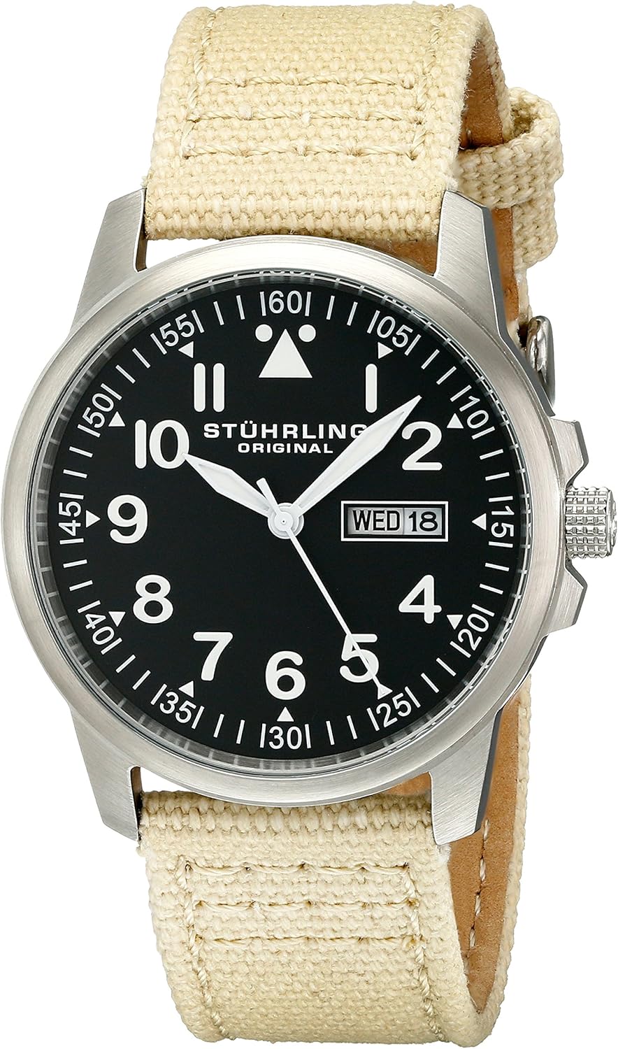 Stuhrling Original Aviator 850 Men's Quartz Watch with Black Dial