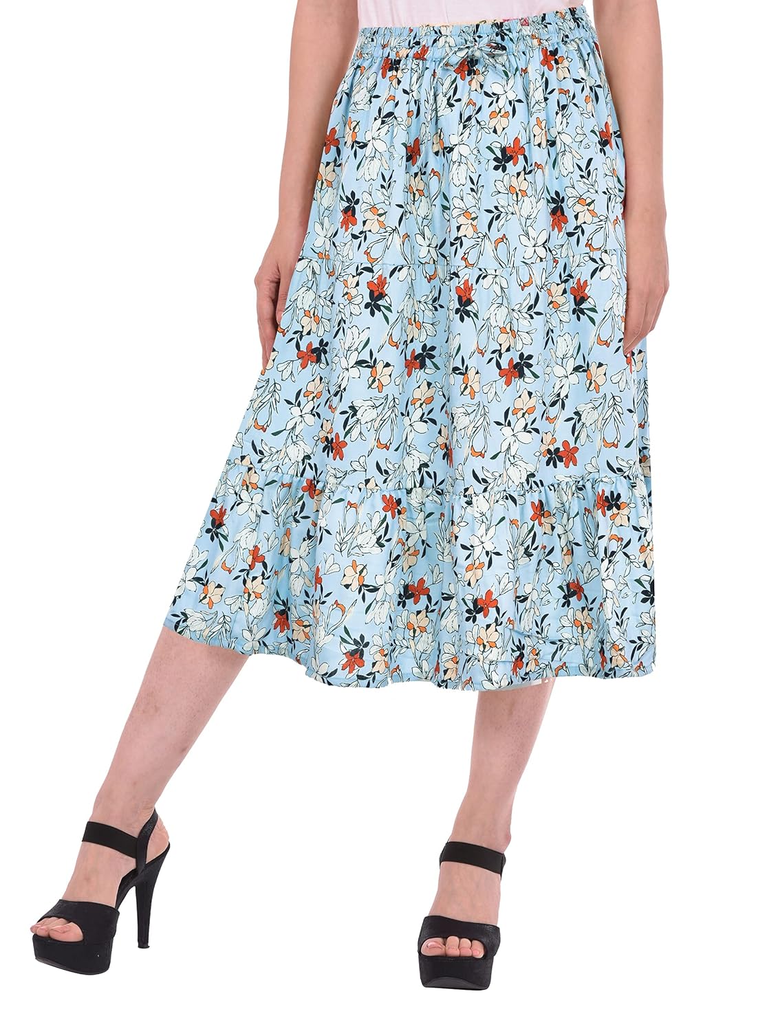 Buy COTTON BREEZE Women Midi Skirt (FP567_Blue_Free Size) at Amazon.in