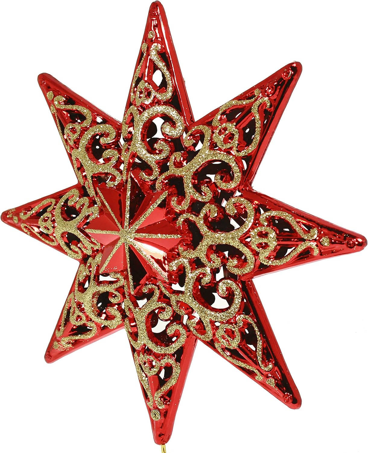 WeRChristmas Shatterproof Deluxe Christmas Star Tree Topper with Glitter, 21 cm - Red - Image 5