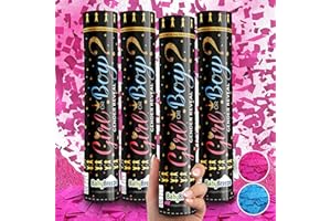 BABYBREEZE Gender Reveal Confetti Powder Cannon Biodegradable Baby Boy Blue Baby Girl Pink Gender Reveal Poppers - He or She What Will it Bee Baby Shower Baby Party Decorations Supplies Confetti Sticks (4 Pink)