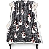 Catalonia Snowman Blanket, Holiday Theme Sherpa Fleece Throw, Blanket for Couch and Bed, Christmas Blanket | Super Soft, Comfy, Cozy, Fluffy, Warm | 50x60 inch, Grey
