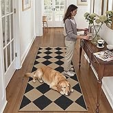 PureCozy 2x6 Checkered Easy Jute Runner Rug Non Slip Hallway Kitchen Washable Outdoor Rug for Entryway Indoor Checkerboard Black Indoor Outdoor Carpet for Bedside Entry Front Door Porch