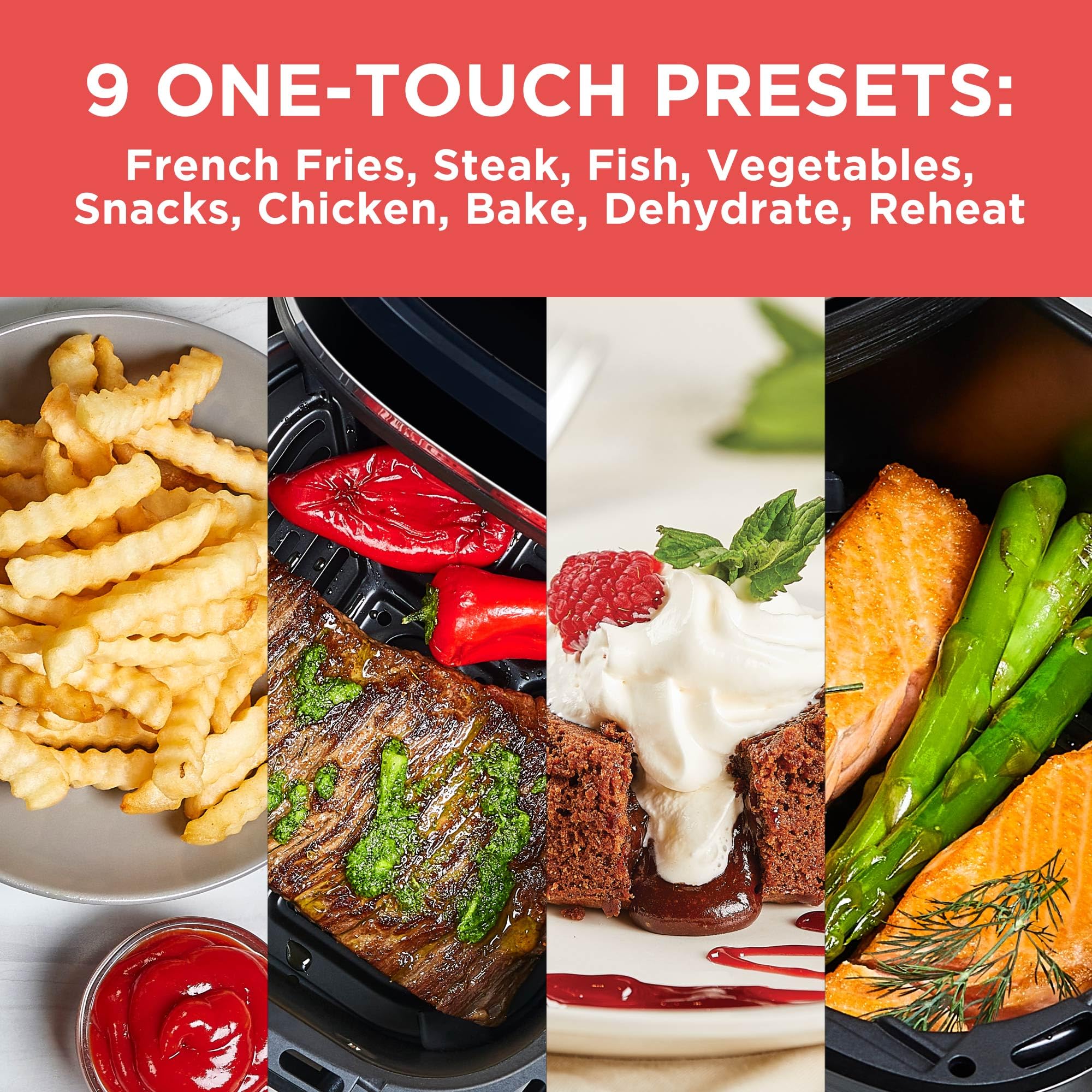 Freidora de aire BLACK+DECKER Purifry de 4 cuartos de galón, sabor crujiente y frito sin grasa, además de hornear, deshidratar y mantener los alimentos calientes, pantalla táctil digital y apagado automático