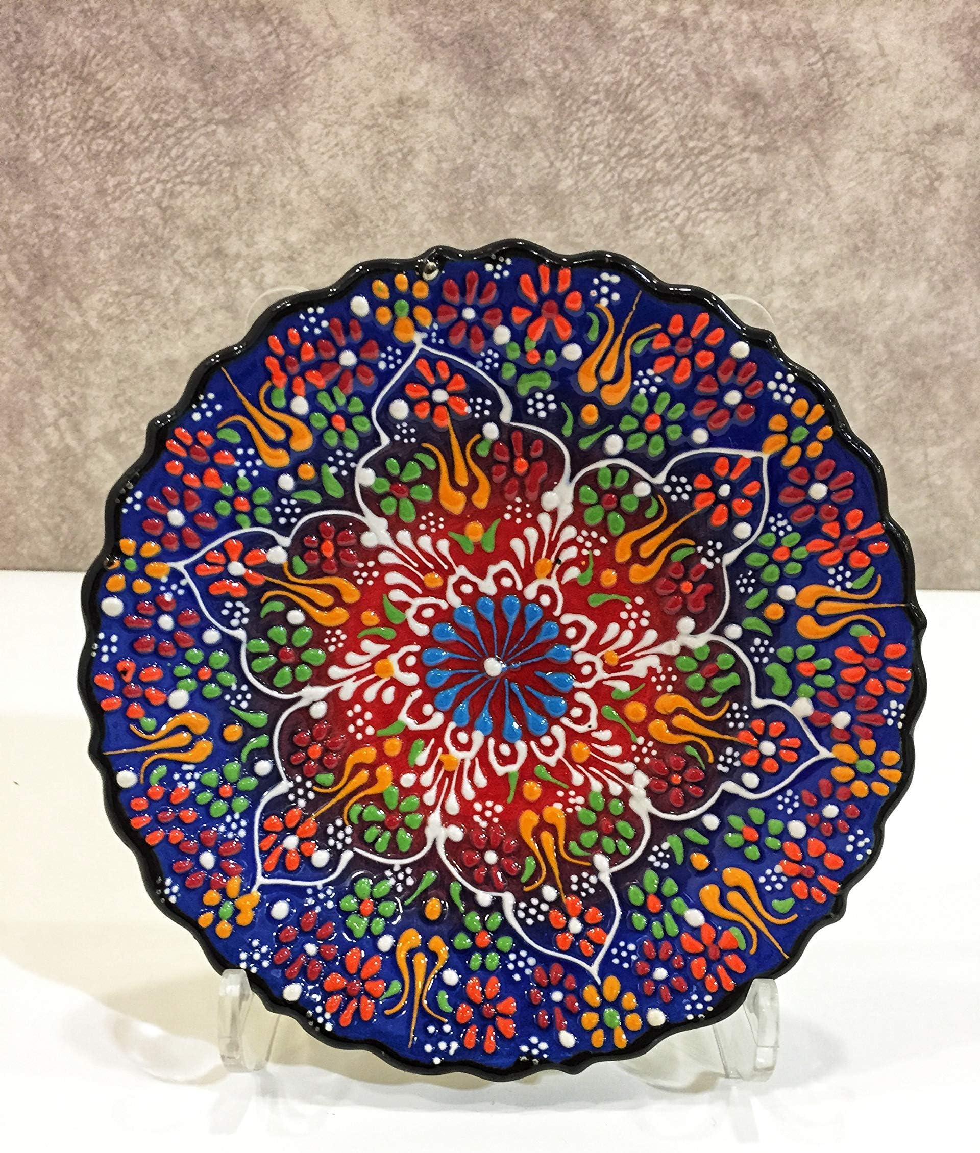 IstanbulArtWorkshop 7'' Ceramic Dessert Plate,Decorative Turkish Plate,Cake Plate,Cheese Plate,Ceramic Platter,Ceramic Wall Plate,Turkish Wall Plate,Art Plates
