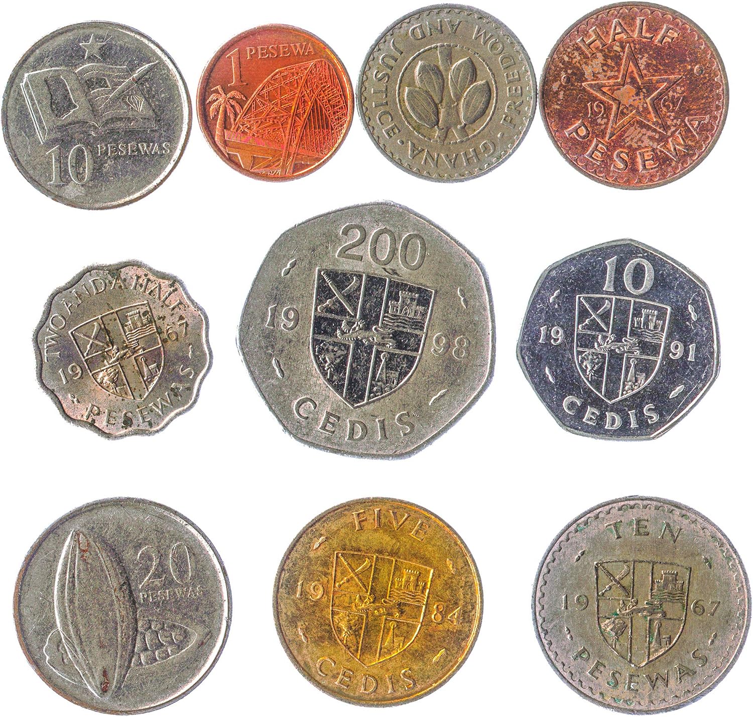 10 Ghana Coins 1 Pesewa - 1 Cedi, Small - Image 5
