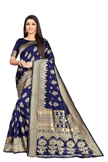 Soft Cotton Silk Beige Maroon Colour Elephant Zari Work With Matching Blouse Piece Saree For Women (Jackpot))