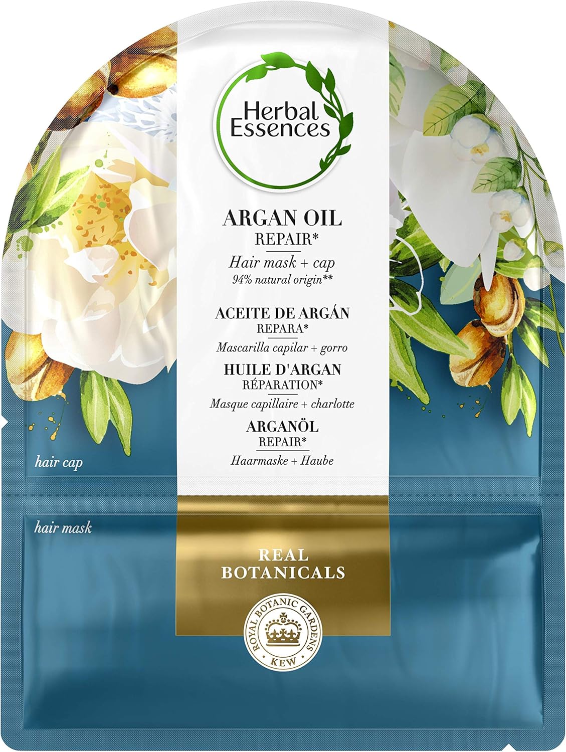 Herbal Essences Mascarilla Capilar + Gorro 20 ml Aceite de Argán Reparador, en Colaboración con