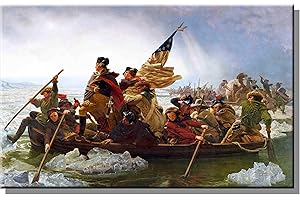 Crossing The Delaware - George Washington by Leutz Wall Picture on Stretched Canvas Decor