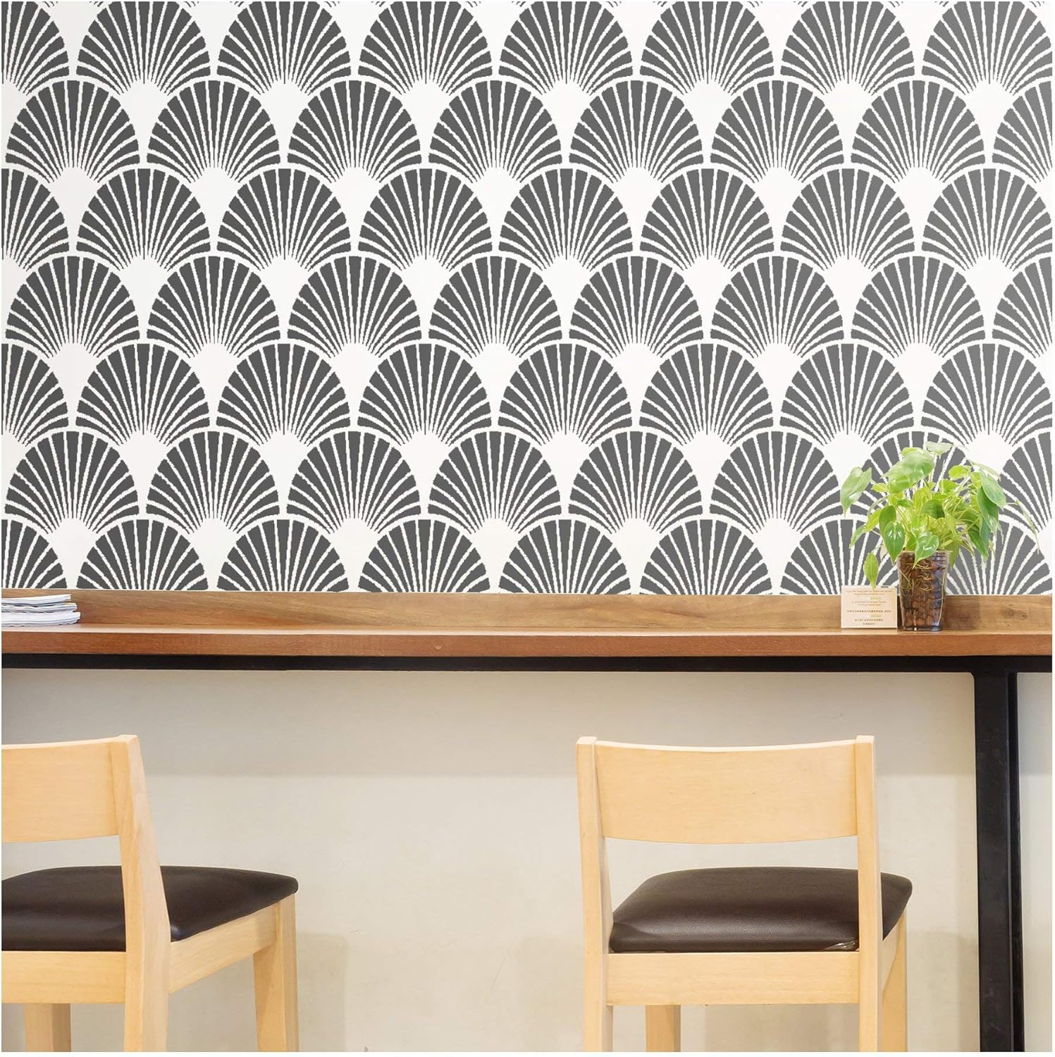 Art Deco Fan Stencil Furniture Wall Floor Stencil for Painting
