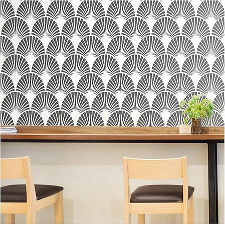 Art Deco Fan Stencil Furniture Wall Floor Stencil For Painting