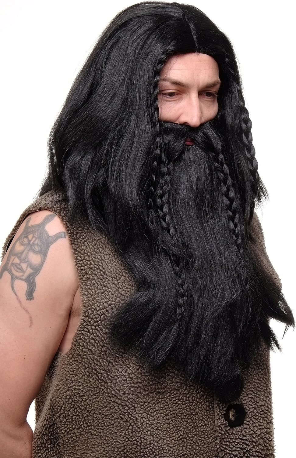 WIG ME UP - Party/Fancy Dress/Halloween black Wig & Beard Erik Viking Chieftain Barbarian Berzerker Dwarf - Image 4