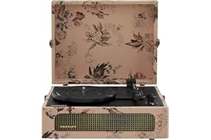 Crosley CR8017B-FL Voyager Vintage Portable Vinyl Record Player Turntable with Bluetooth in/Out and Built-in Speakers, Floral