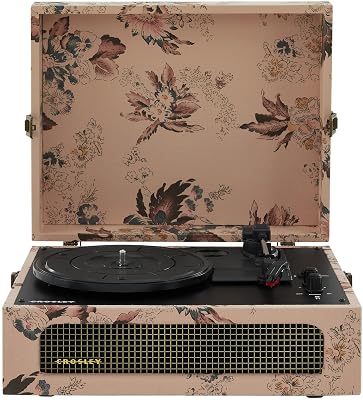 Crosley CR8017B-FL Voyager Vintage Portable Vinyl Record Player Turntable with Bluetooth in/Out and Built-in Speakers, Floral
