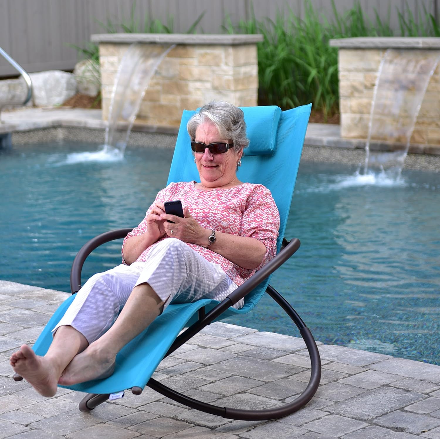 Vivere ORBL1-TT Orbital Lounger Outdoor Rocking Chair, True Turquoise : Garden & Outdoor