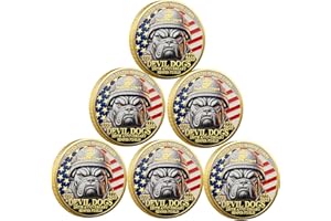 DRDSNLVSI Marine Corps 250th Anniversary Challenge Coin – USMC Military Commemorative Coin – 1.57 Inch Gold-Plated Collectible for Veterans, Service Members, and Enthusiasts – Solid Metal Construction (6PCS)