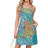 Kikibell Summer Dresses for Women 2025 Eyelet Swimsuit Coverup Casual Sleeveless Sundresses Beach Tank Dress with Pockets