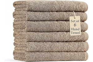 Casa Platino 6 Pack 100% Cotton Hand Towels (16"x28") - Ring Spun - Quick Dry, Soft & Absorbent Hand Towels Set of 6 - Hotel, Spa, Beauty, Gym, Bathroom - Remains Soft After Multiple Washes - Taupe