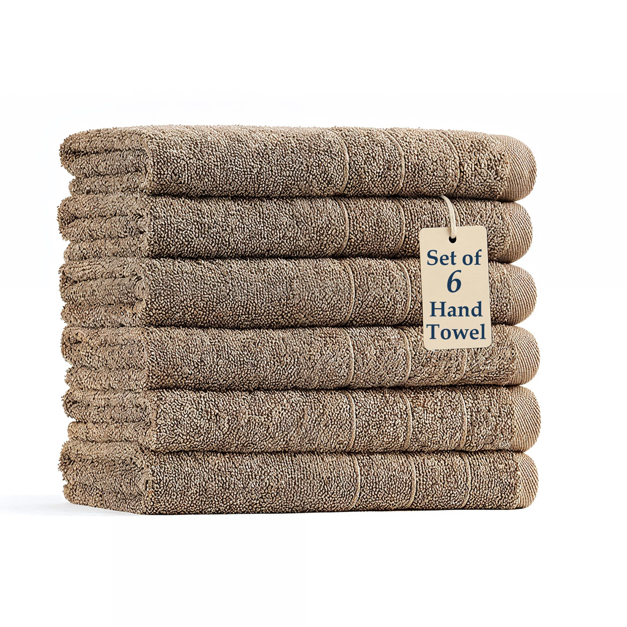 Casa Platino Bathroom Hand Towels - 6 Pack (16"x28"), 100% Ringspun Cotton Hand Towel Set - Soft, Lightweight, Fade & Shrink Resistant - Everyday Use, Face Towels for Bathroom, Gym and Travel - Taupe
