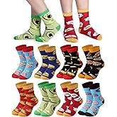 Leumoi 8 Pack Novelty Crazy Food Socks for Kids Boys Funny Silly Socks Colorful Snack Food Gifts for Kids Teens