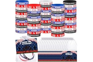 FIONUPI 60 Sets Veterans Day Wristband Bracelets Gifts Bulk with Cards American Veterans Poppy Lest We Forget Silicone Wristband for Men Women Memorial Day Favors