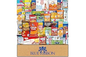 BLUE RIBBON Snack Box Care Package Variety Pack (45 Count) Ultimate Sampler Mixed Bulk Bars Cookies Chips Candy Snacks Office Schools Family Military Treats College Students Gift Basket for Everyone