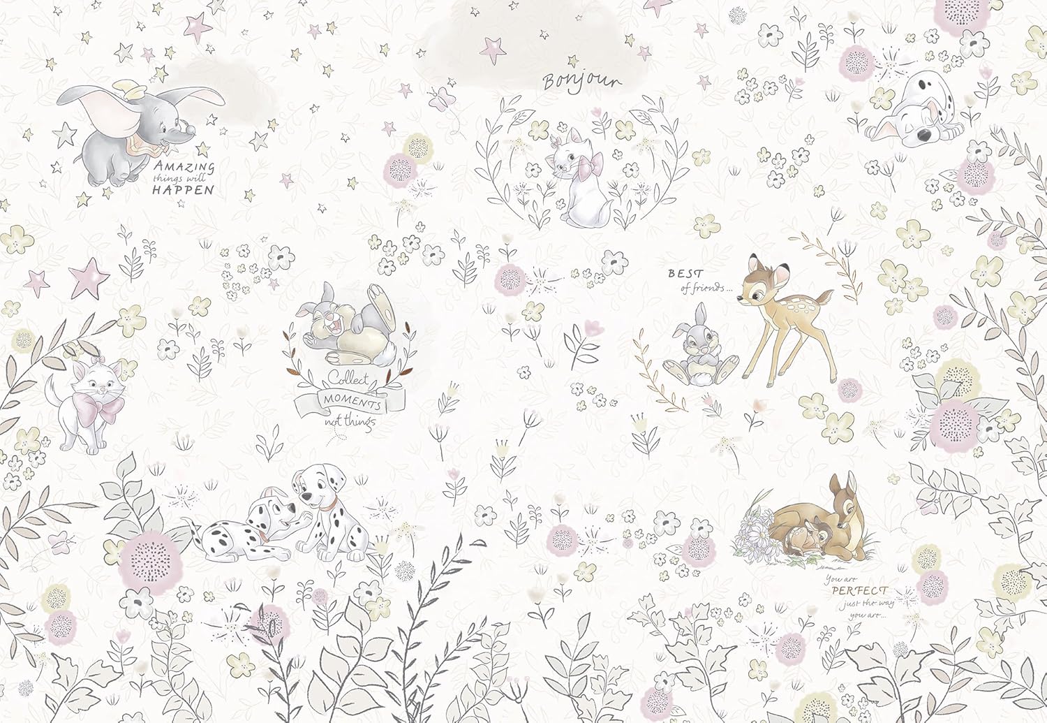 Komar Disney Photo Wallpaper, Best of Friends, 368 x 254 cm, Wallpaper, Wall Decoration, Bambi, Dumbo, Marie, Baby - Image 3