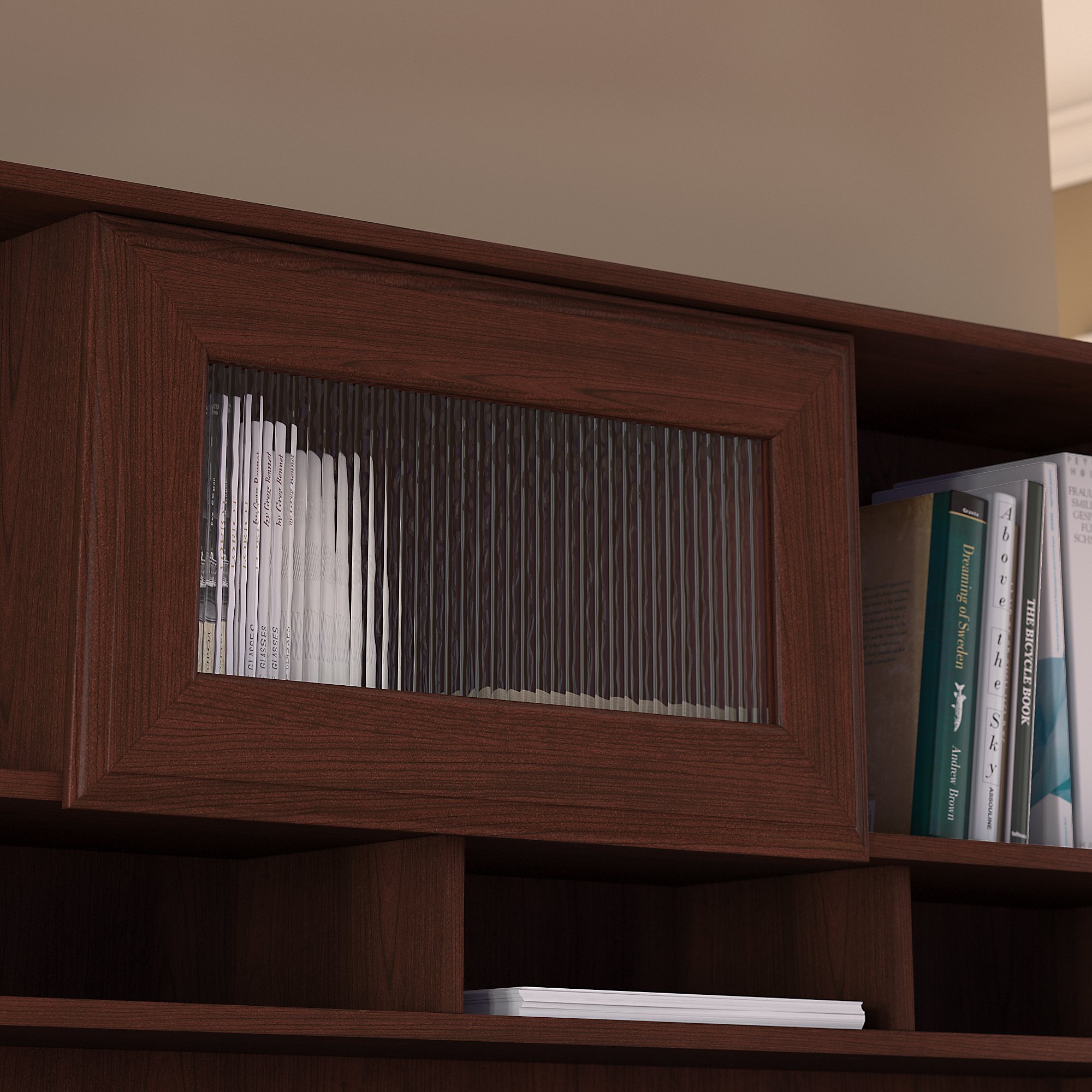 Bush Furniture Cabot L Shaped Desk with Hutch, 6 Cube Organizer and