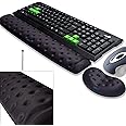 BRILA Memory Foam Mouse & Keyboard Wrist Rest Support Pad Cushion Set for Computer, Laptop, Office Work, PC Gaming - Massage Holes Design - Easy Typing Wrist Pain Relief (Black)