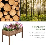Yaheetech Raised Garden Bed 120.5x59x76 cm Dark Brown Wood Planter Box view 4