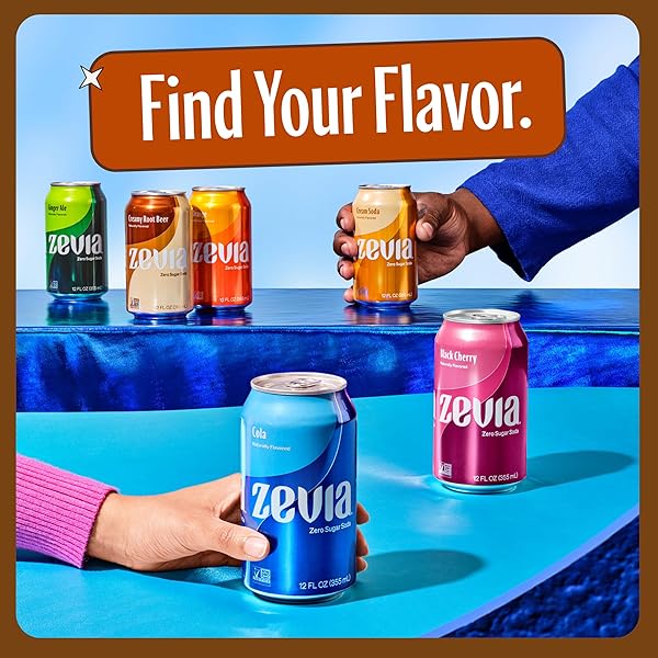 ZEVIA ZERO SUGAR SODA, GINGER ROOT BEER, 16 OZ CANS (12-PACK) – NATURALLY SWEETENED, NON-GMO PROJECT VERIFIED, GLUTEN-FREE, VEGAN