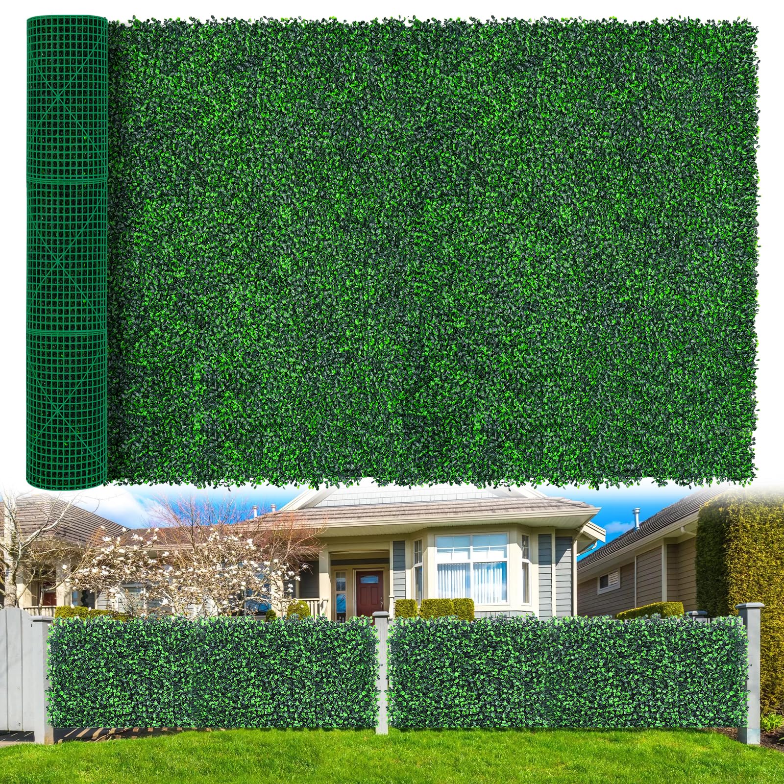 Photo 1 of (fgor parts)Yangrass Boxwood Roll Panels, 60"x120" Artificial Ivy Privacy Fence Screen, UV-Anti Faux Boxwood Roll Grass Wall Panels for Garden Patio Balcony Privacy