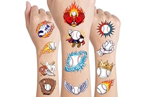 Baseball Pre-cut Temporary Tattoos - 48PCS Cute Birthday Party Favors and Understated Decorations for Kids