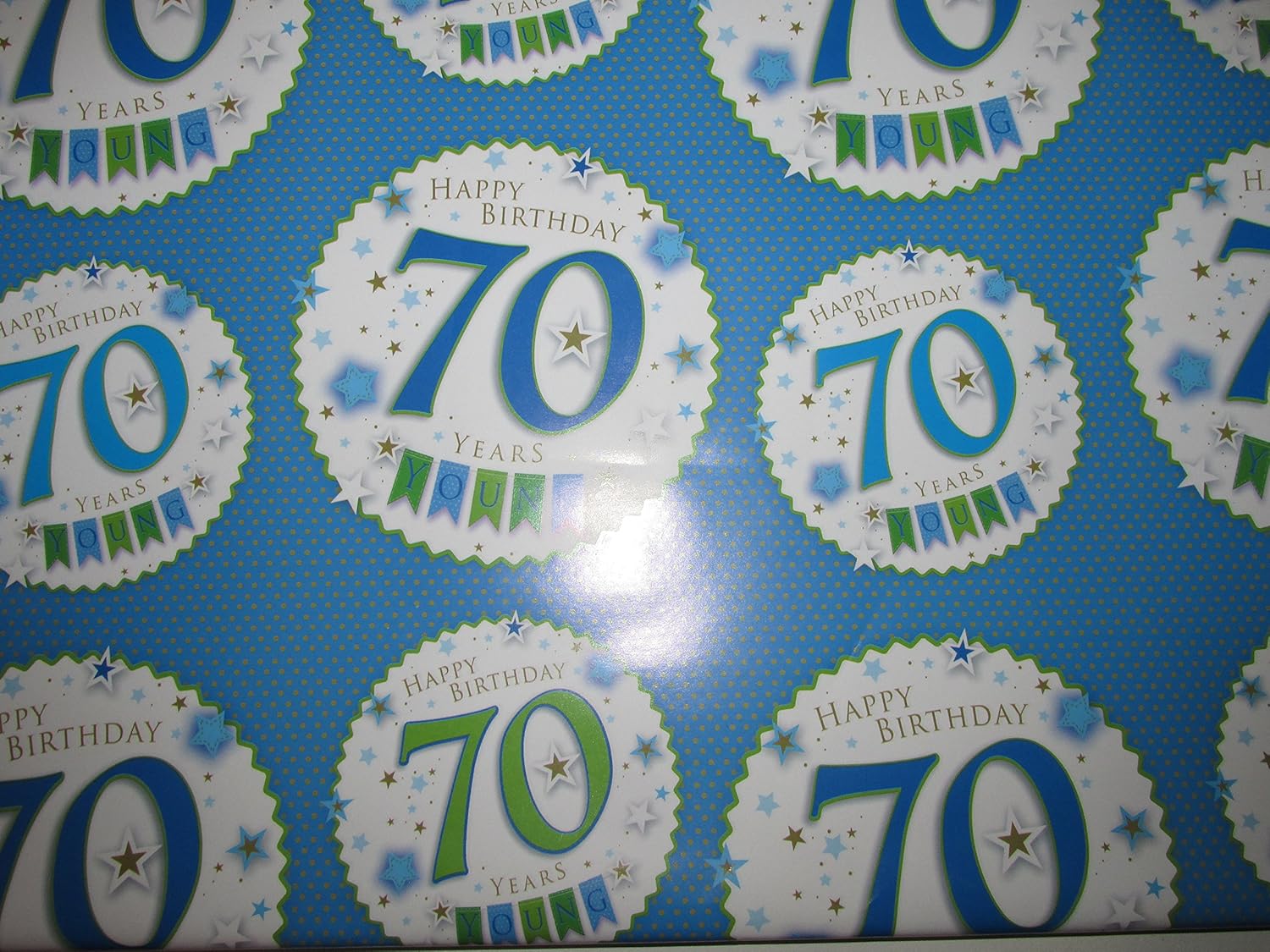 Mens 70 70th Happy Birthday Gift Wrapping paper 2 Sheets & 2 Tags