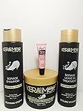 Kera Amor Borage Vitapoo Shampoo 13.52 Oz + Hydrating Vita Mask with Triple Concentrate Borage oil 16.9 Oz + Borage Leave-in Treatment 13.52 oz Free Starry Sexy Kiss Lip Plumping 10 Ml