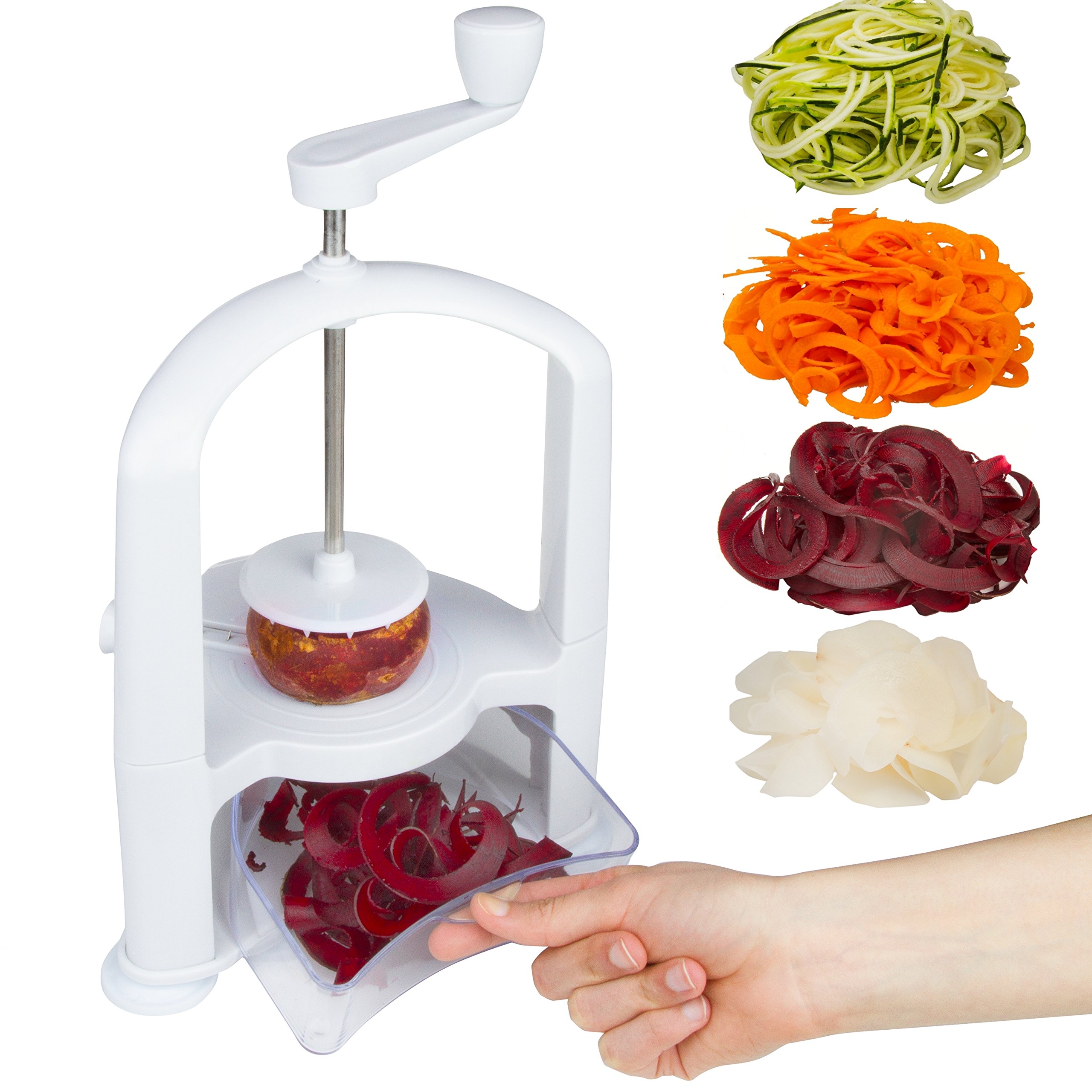 Brieftons Vertico Spiralizer: Vegetable Spiral Slicer, Fresh Veggie Spaghetti & Pasta Maker for Low Carb Healthy Vegetable Meals