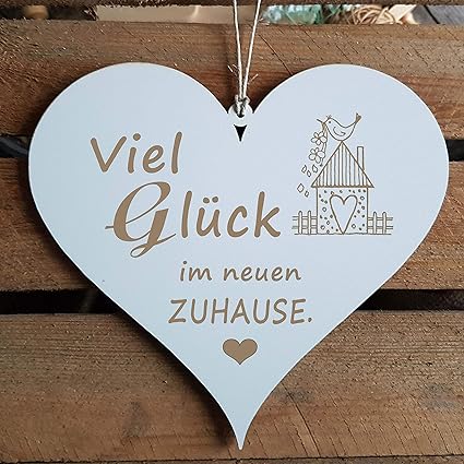 Schild Herz Viel Gluck Im Neuen Zuhause Mit Motiv Vogelhaus Ca 13