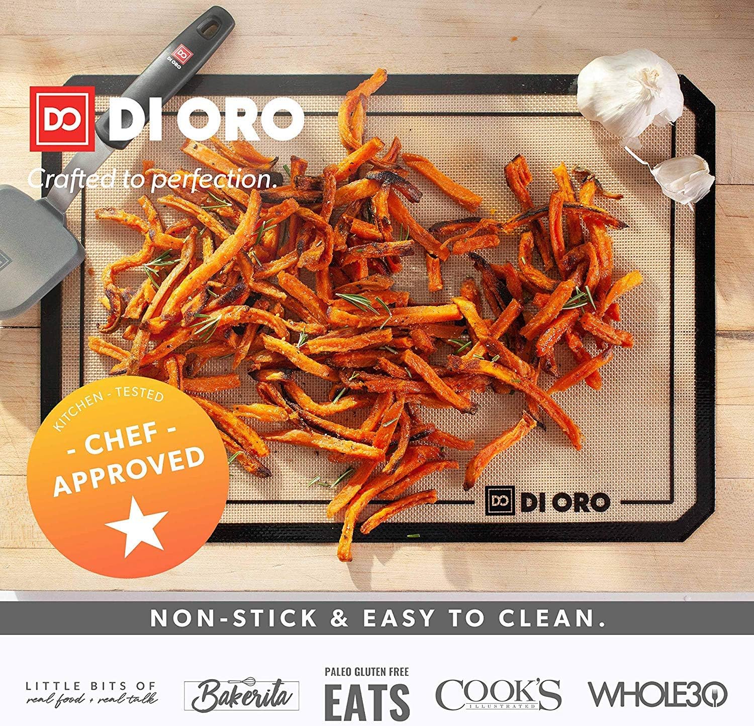 DI ORO Designer Series Flexible 3-Piece Silicone Turner Spatula Set - 600°F Heat-Resistant Non-Stick Kitchen Utensils – Flippers for Cooking and Baking - Food Grade Silicone Design: Kitchen & Dining