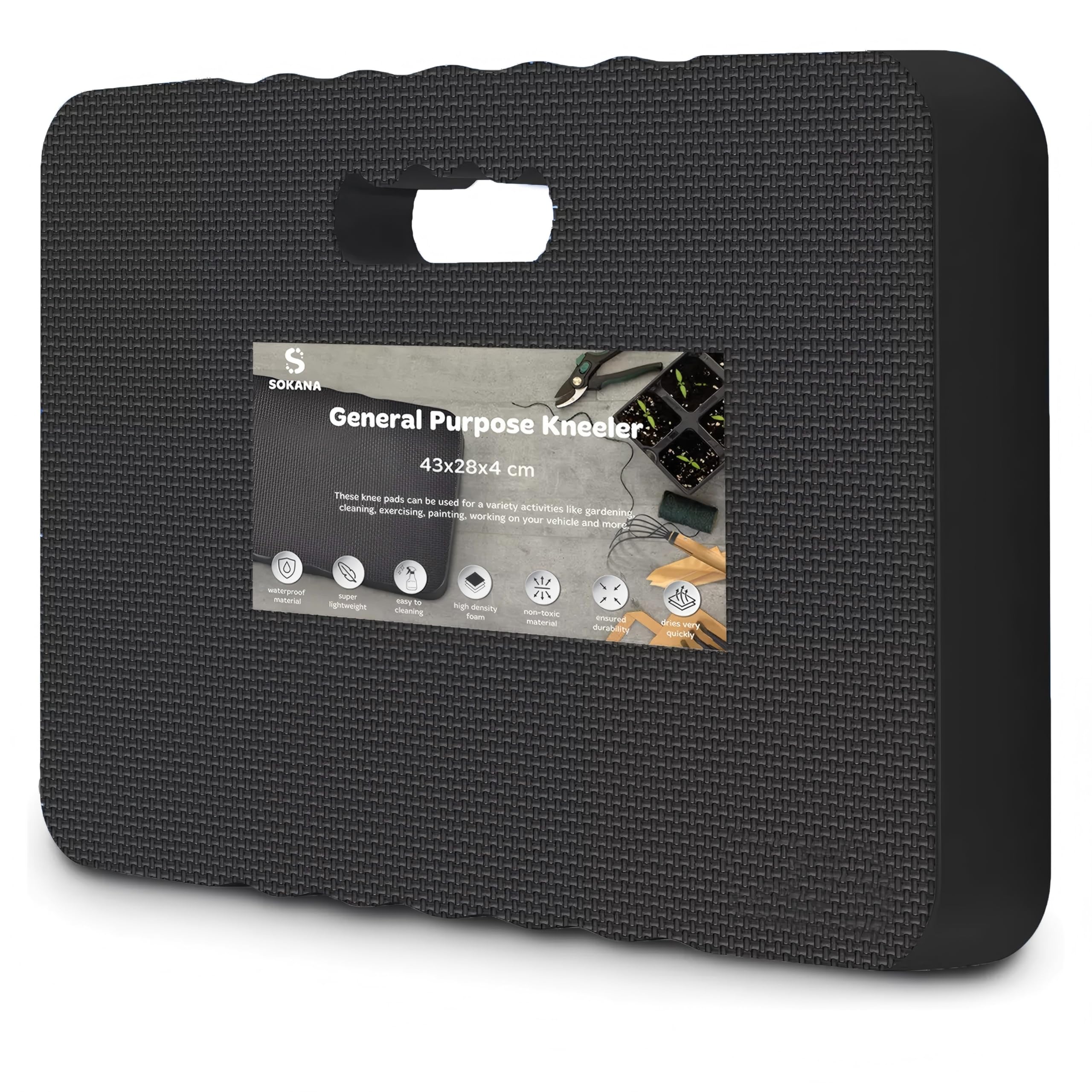 Gardening Kneeling Pad Knee Cushion | Garden Kneeling Mat for Work, Gardening, Yoga, Exercise, Bath | Waterproof Garden Foam Mats - 43 cm x 28 cm x 4 cm（1pack Black）