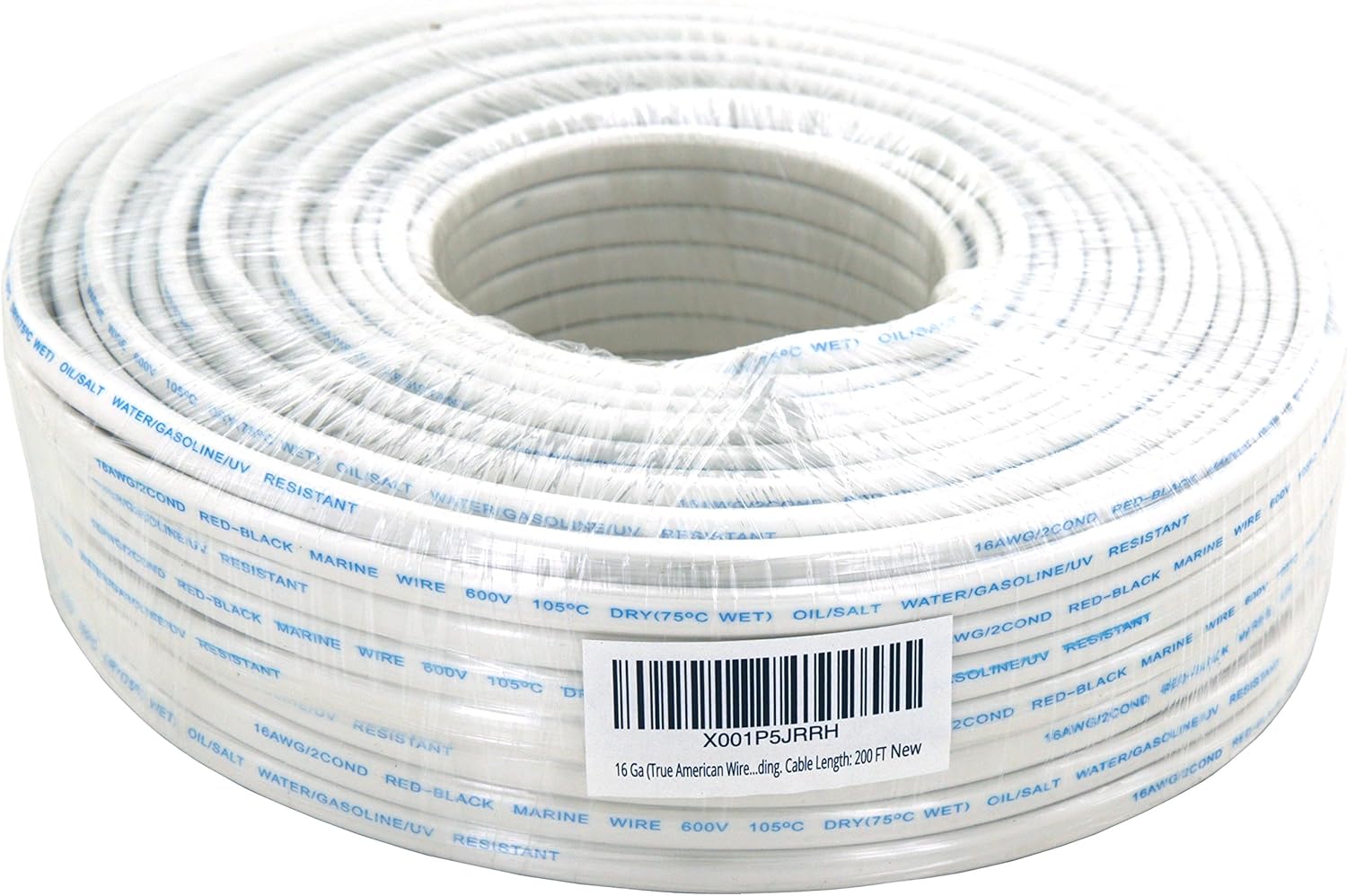 GS Power’s 16 Ga (True American Wire Gauge) AWG Tinned Oxygen Free Copper OFC Duplex 16/2 Dual Conductor AC Marine Boat Battery Wire. Cable Length: 100 FT (50 or 200' Options Available): Automotive