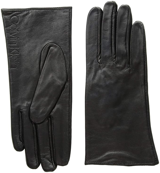 Calvin Klein Women's Leather/Suede Gloves W/Debossed Logo at Amazon