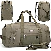 WITZMAN Canvas Duffel Bags for Men Traveling 3 in 1 Backpack Carry-on 40L Weekender Overnight Bag with Shoe Compartment(A8006/2 Army Green)