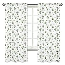 Pink Green Boho Watercolor Window Treatment Panels Curtains for Cactus Floral Collection by Sweet Jojo Designs - Set of 2