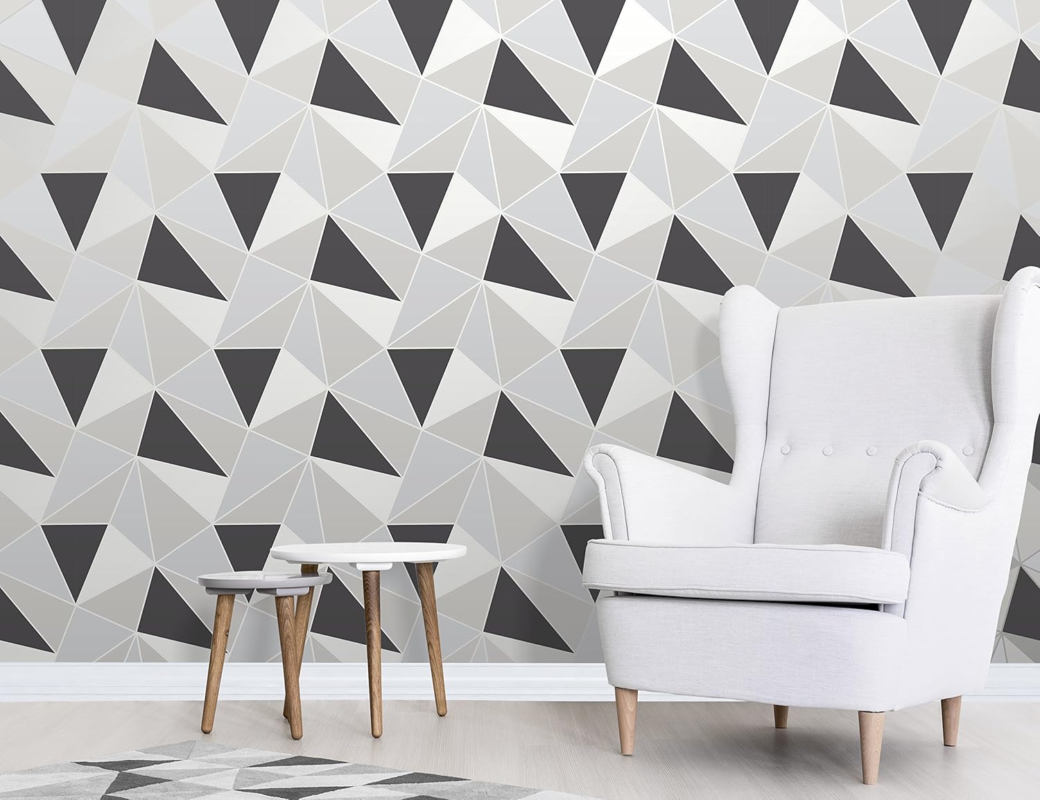 Fine Decor FD41994 UK Apex Geo Sidewall Wallpaper, Black/Silver, 20.9 x 395.7 cm - Image 3
