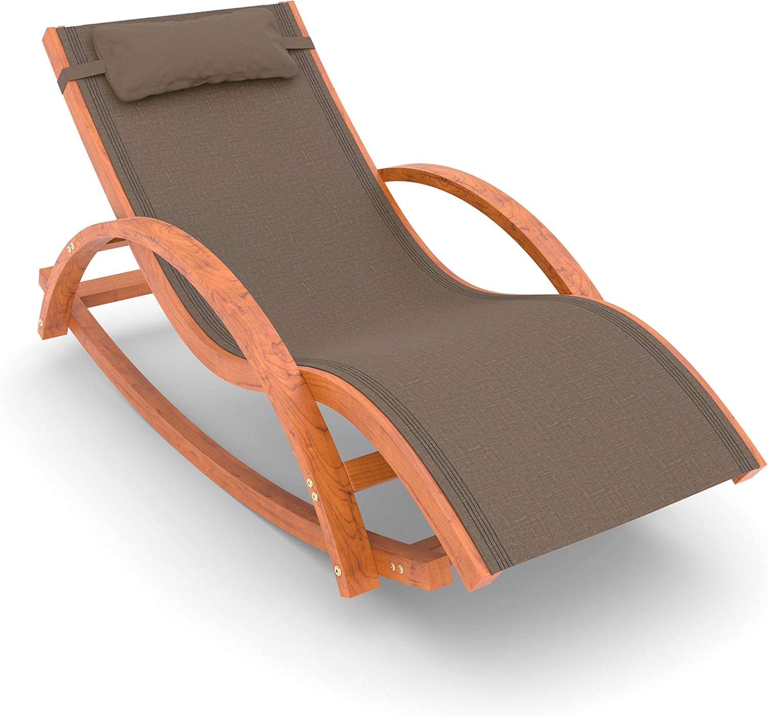 Ampel 24 Relax Schaukelstuhl Rio, Relaxliege mit Armlehnen, Gartenmöbel aus vorbehandeltem Holz, Stuhl Bespannung braun, wetterfeste Gartenliege