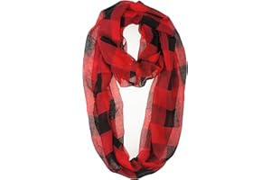 VIVIAN & VINCENT Scottish Fall Winter Soft Lightweight Plaid Check Tartan Sheer Infinity Scarf