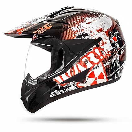 ATO-Moto GS War Black Crosshelm mit Visier für Quad ATV Enduro Motorradhelm ECE 2205 Größe: L 59-60cm