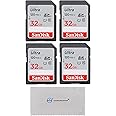 SanDisk 32GB Ultra SD Memory Card (4 Pack) SDHC UHS-I Card 120 MB/s Class 10 (SDSDUN4-032G-GN6IN) Bundle with (1) Everything But Stromboli Micro Fiber Cloth