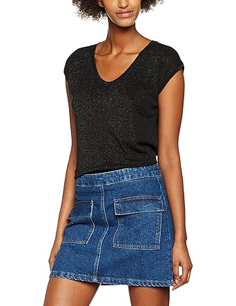 ONLY Damen T-Shirt Onlsilvery S/S V Neck Lurex Top JRS Noos